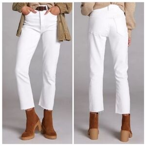 Agolde Riley High Rise Straight Crop Raw Hem Jeans in Blurred White Women's 26